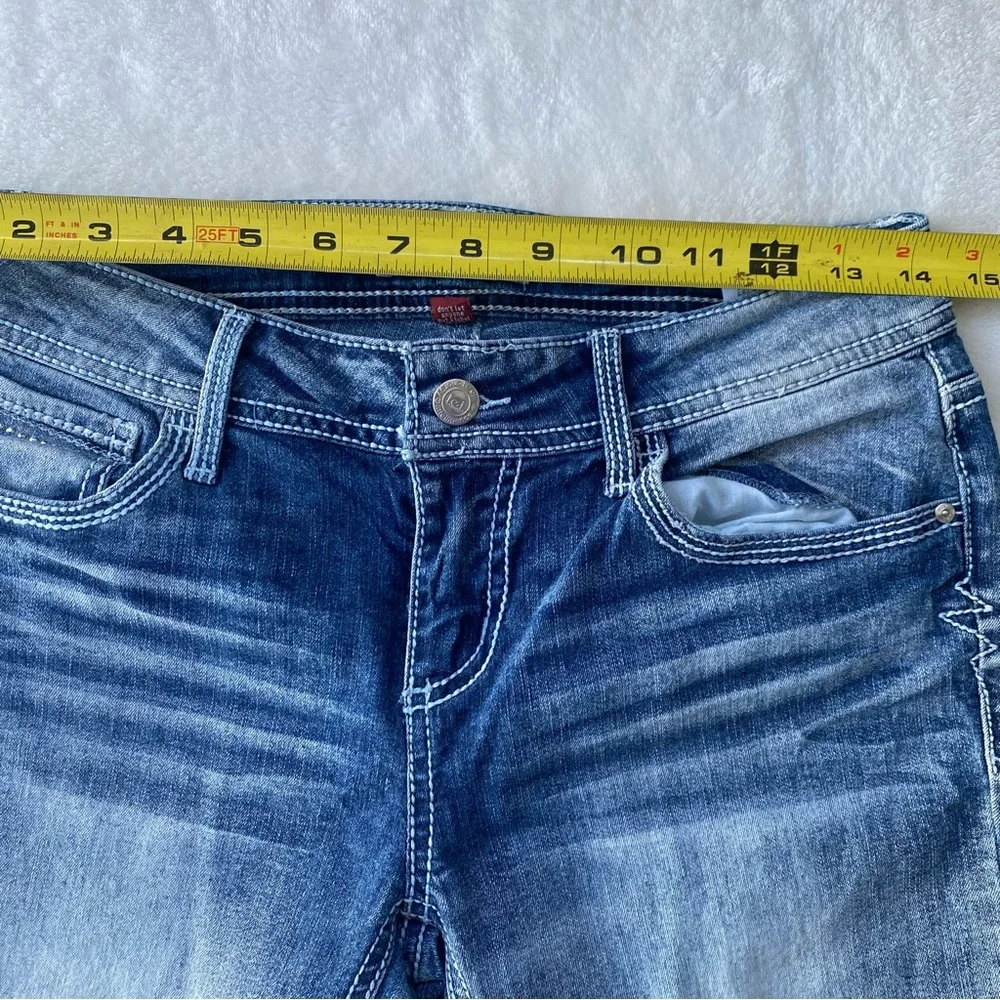 LEI Women's Low Rise Slim Boot Jeans Light Blue Size 5 Ashley Bling bedazzled - Picture 5 of 10